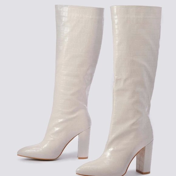 NEW Croc Embossed Chunky Heeled Boots - EUR37 - Picture 7 of 7